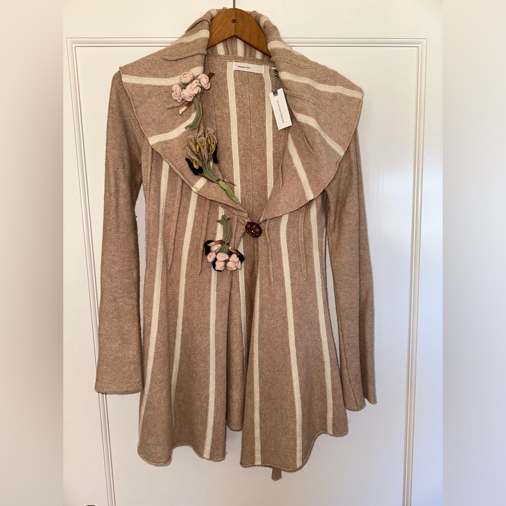 Anthropologie New Sleeping On Snow  Flora Cardigan Embroidered Size S